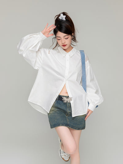 Shirt with see-through back in the shape of a butterfly KEI0032
