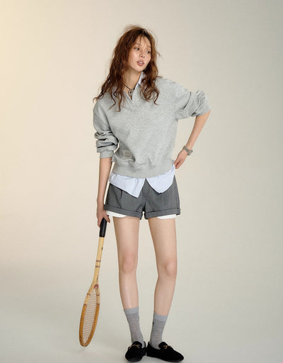 Fake Two-piece Striped Stitching Sweatshirt SOM0099