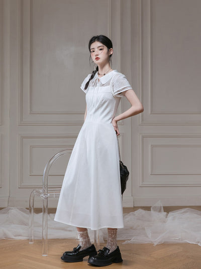 White Lace Shirt/Waist Dress COT0128