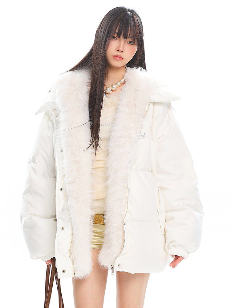 Detachable Fur Collar Hooded Cotton Jacket UNC0211