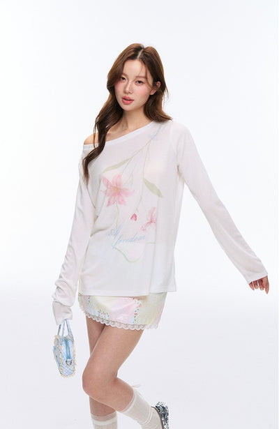 Glossy Printed Lace Skirt AFF0051