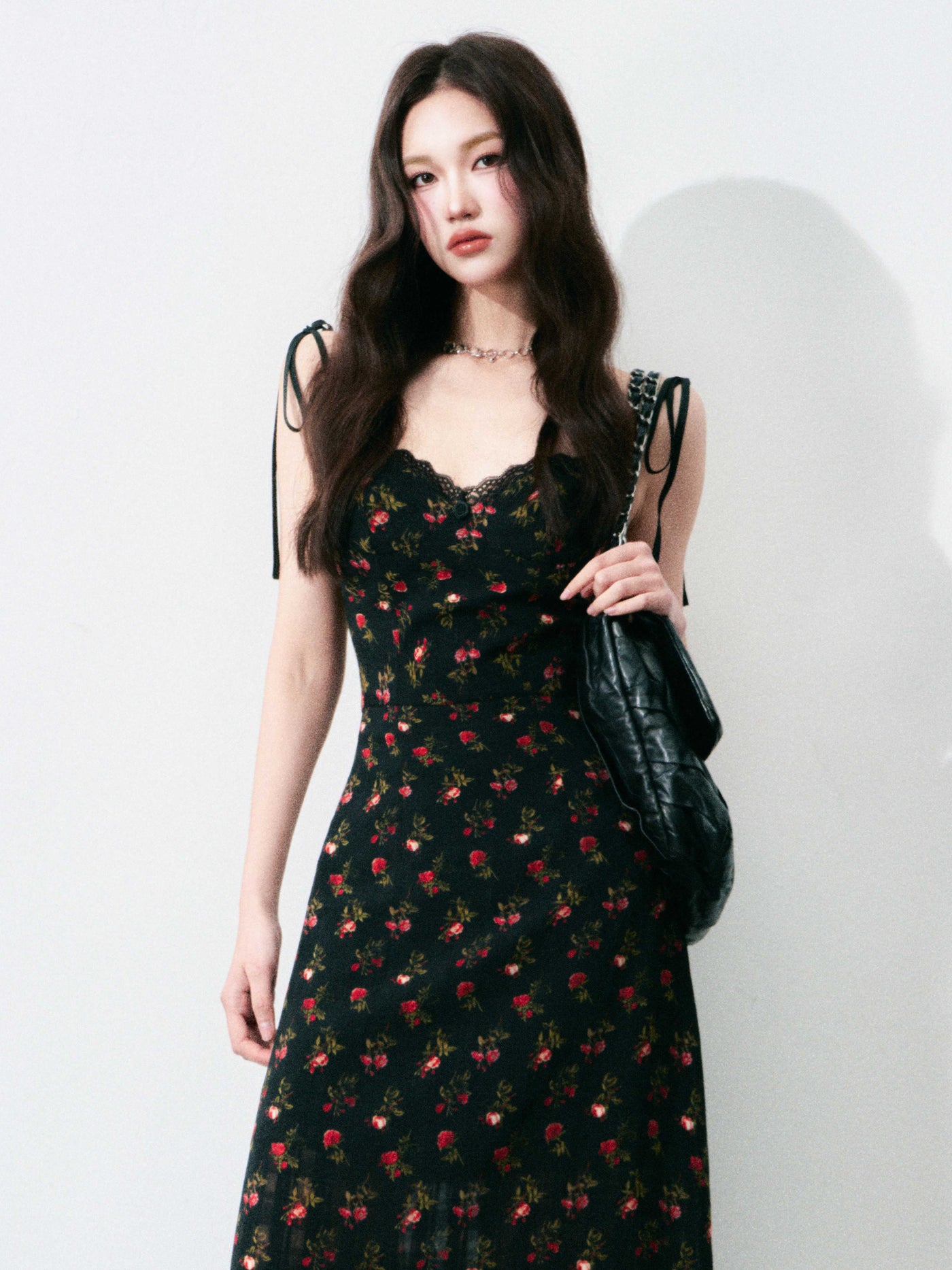 Retro Floral Lace-up Dress LUL0133