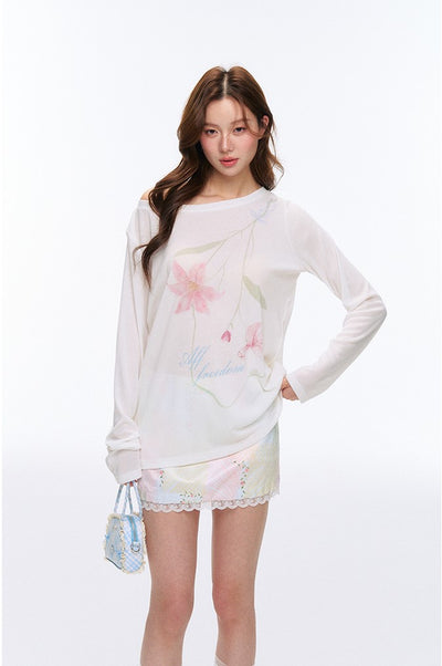 Glossy Printed Lace Skirt AFF0051