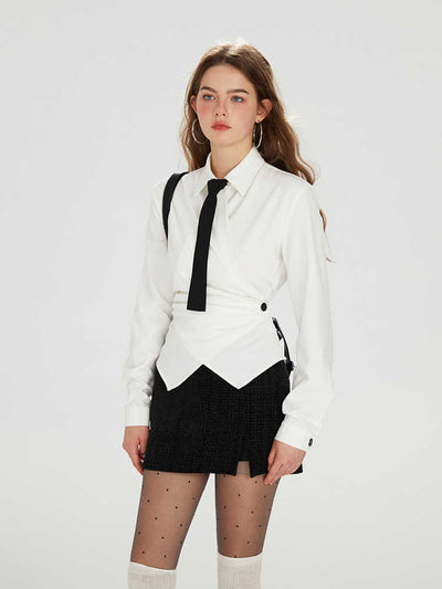 Waist Deformation College Style Necktie Shirt BOH0069