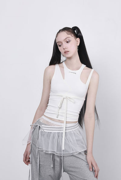 Black And White Irregular Hollow Strap Camisole ANY0062