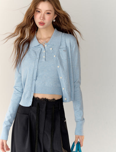 Bow Soft Sweater Cardigan+Vest ASG0004