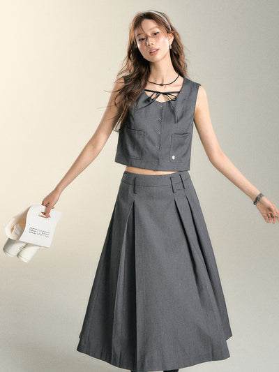 Asymmetric Gray Skirt SOM0090