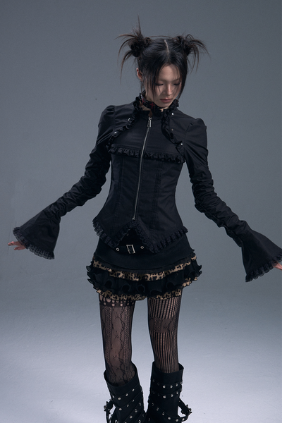 Gothic Lace-up Trumpet Sleeve Shirt FRU0085
