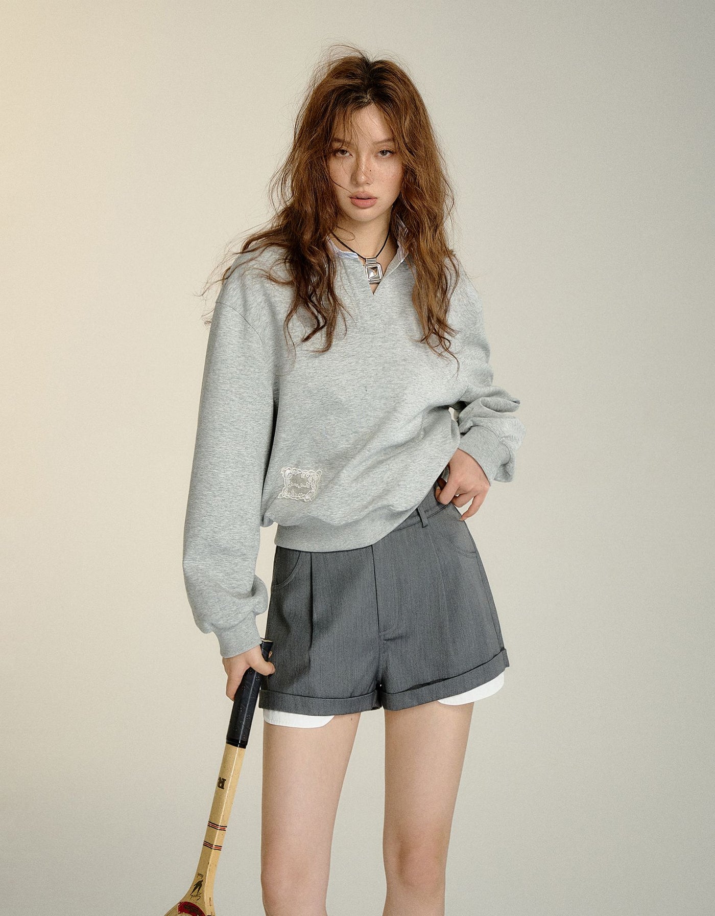 Fake Two-piece Striped Stitching Sweatshirt SOM0099