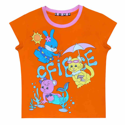 Little Animal Pool Party Printed T-Slim Shirt CFI0043