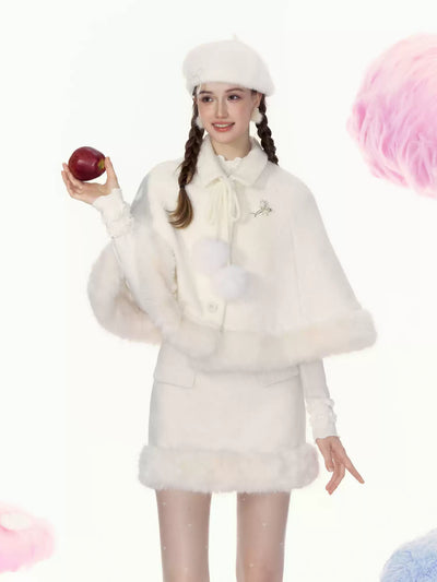 High-end Temperament Fur Ball Cape/Fur Short Skirt AYF0067