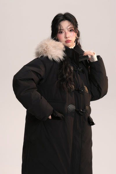 Bow-knot Fur Collar Lace Pocket Long Coat AOO0045