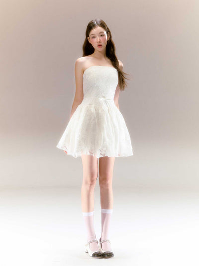 White Lace Swan Ballet Tube Top Style Tutu Dress REC0047