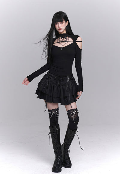 Black Lace Cake Short Skirt LAD0138