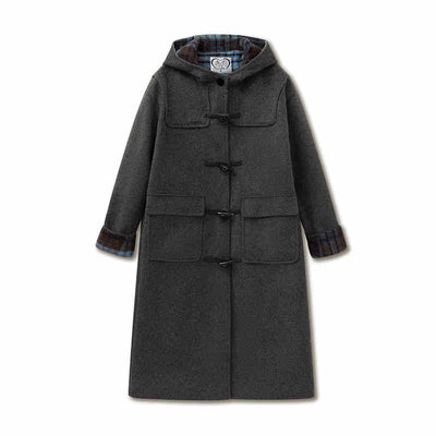 Wool blend duffle coat with check lining design SUN0092