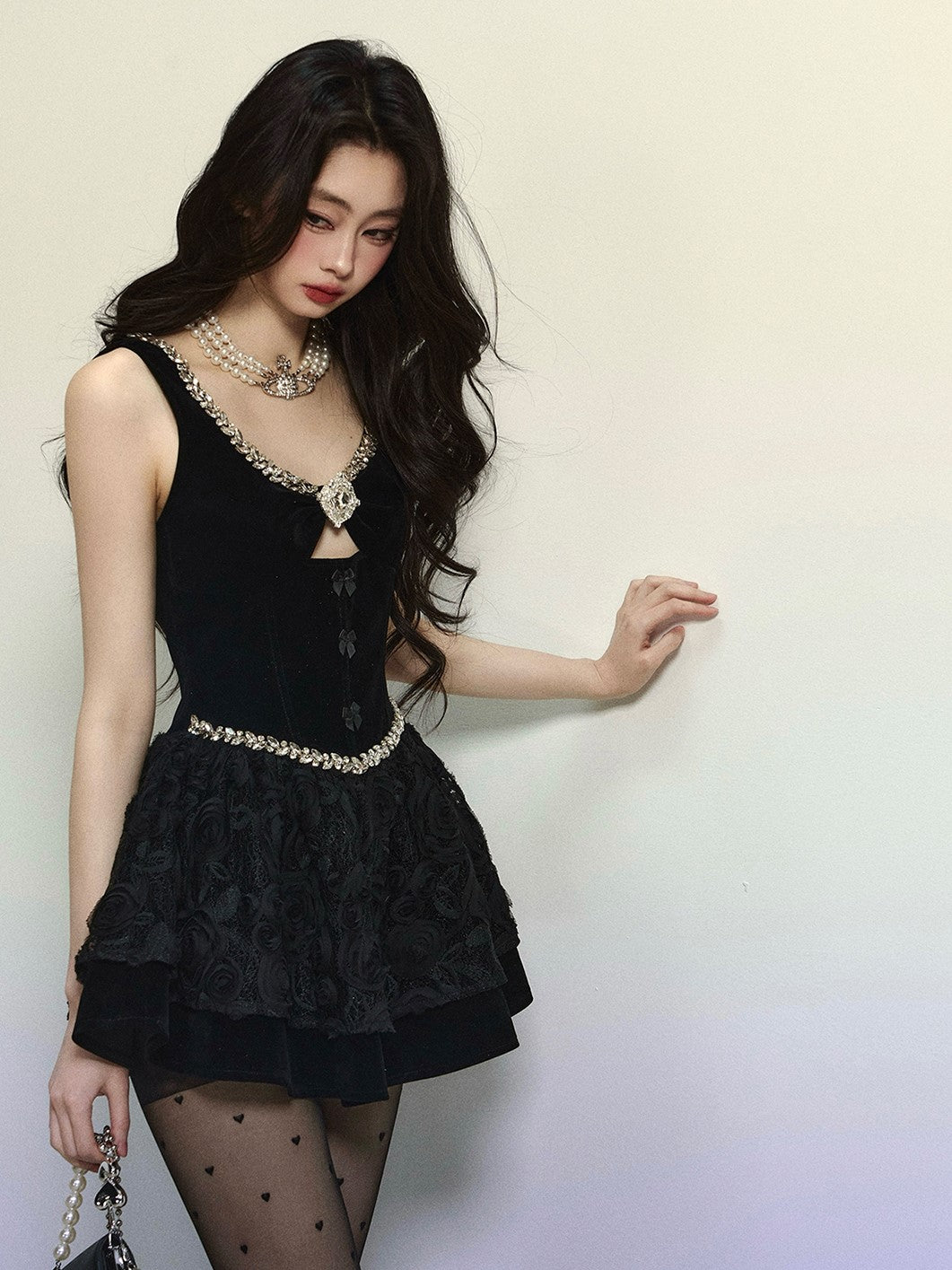 Velvet Slim Waist Short Dress DIA0315