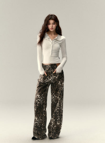 Leopard/Camouflage Wide-leg Pants VIA0196