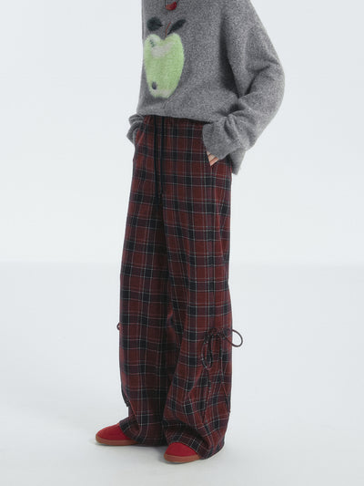 Plaid Drawstring Bow Casual Pants SOM0125