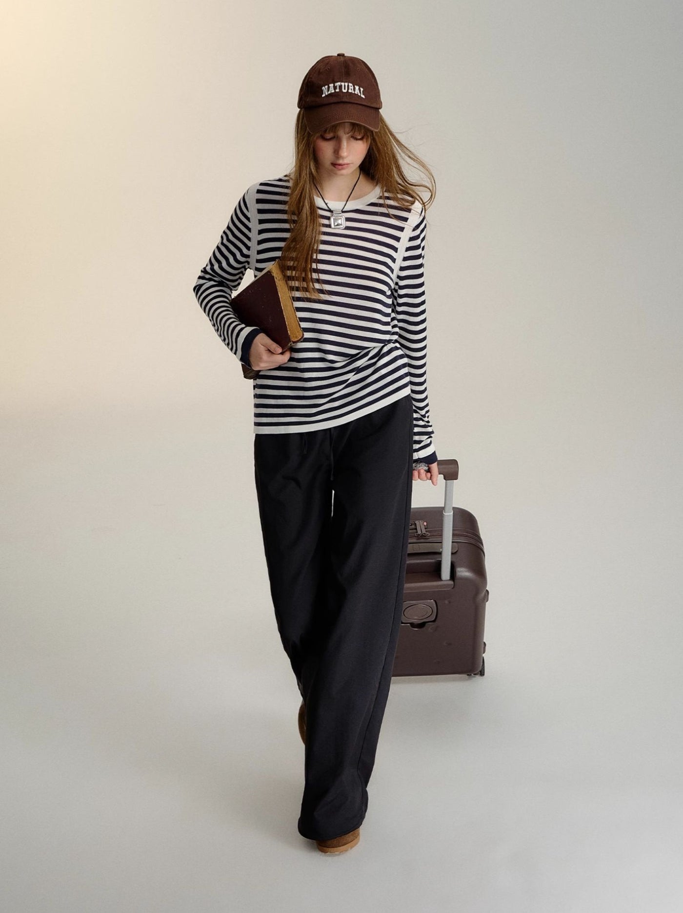 Color Matching Striped Long Sleeve Top SOM0102