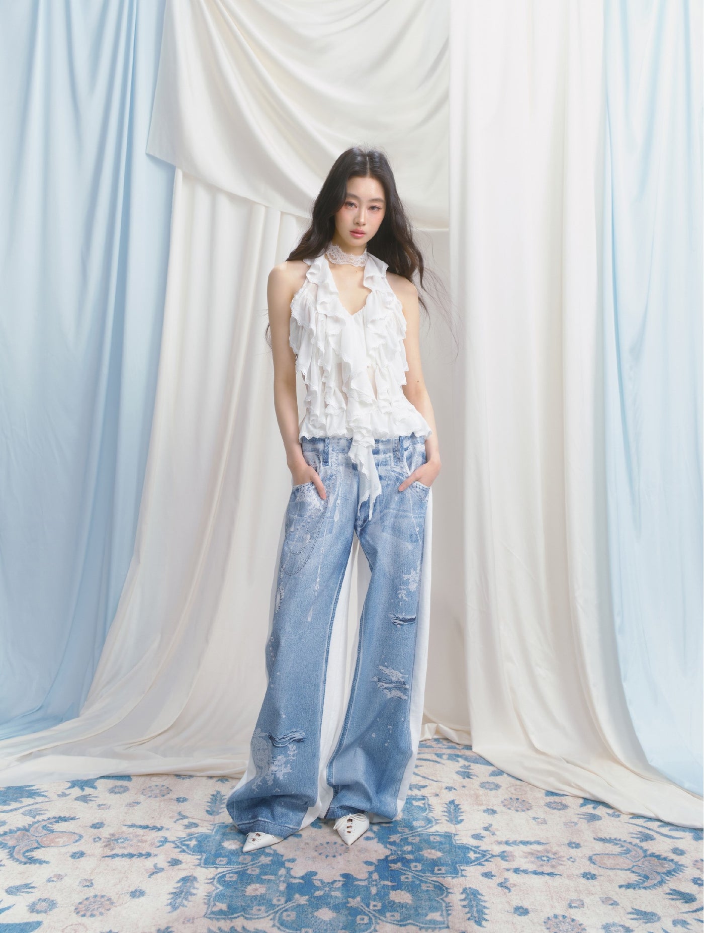 Ripped Denim Print Casual Sweatpants SAL0145