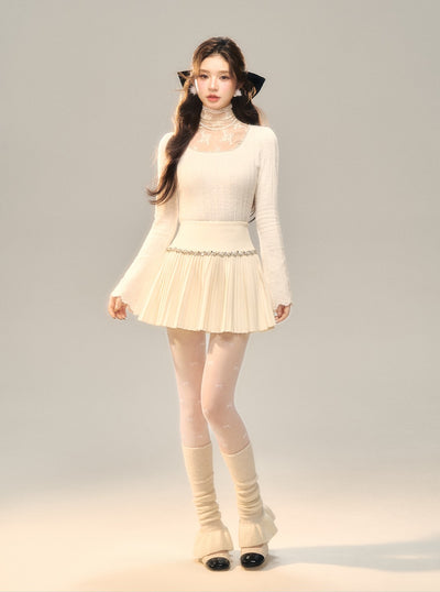 Lace Pile Square Collar Knit BBB0133