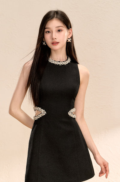 Black Sleeveless A-line Dress OSH0060