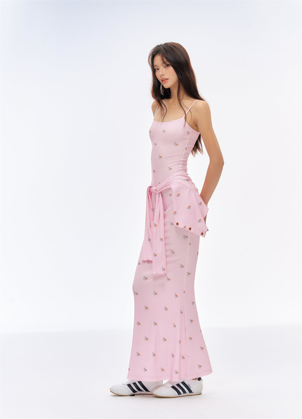 Floral Pink Long Camisole Dress CUR0193