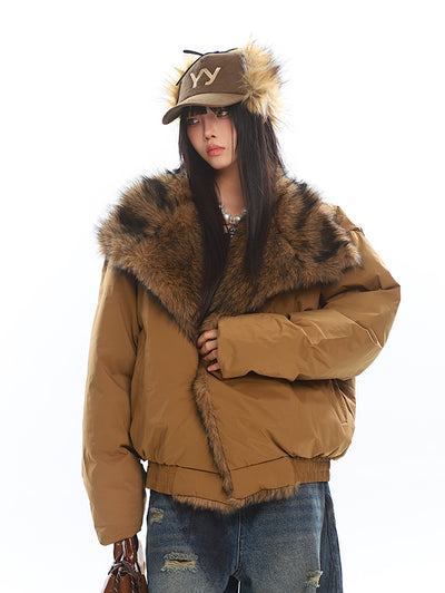 American Retro Large Fur Collar Coat UNC0210