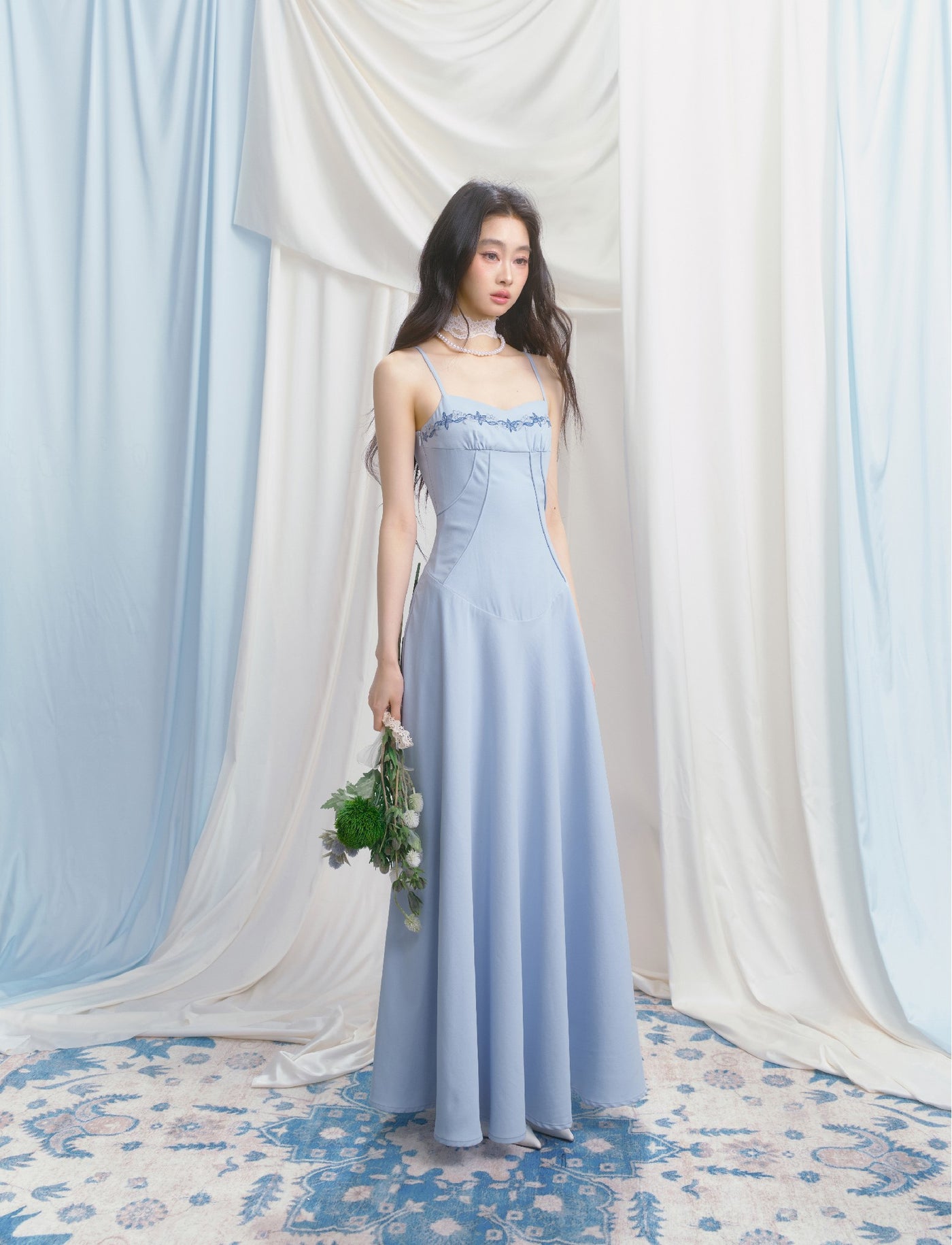 Embroidery Lace Suspender Dress SAL0148