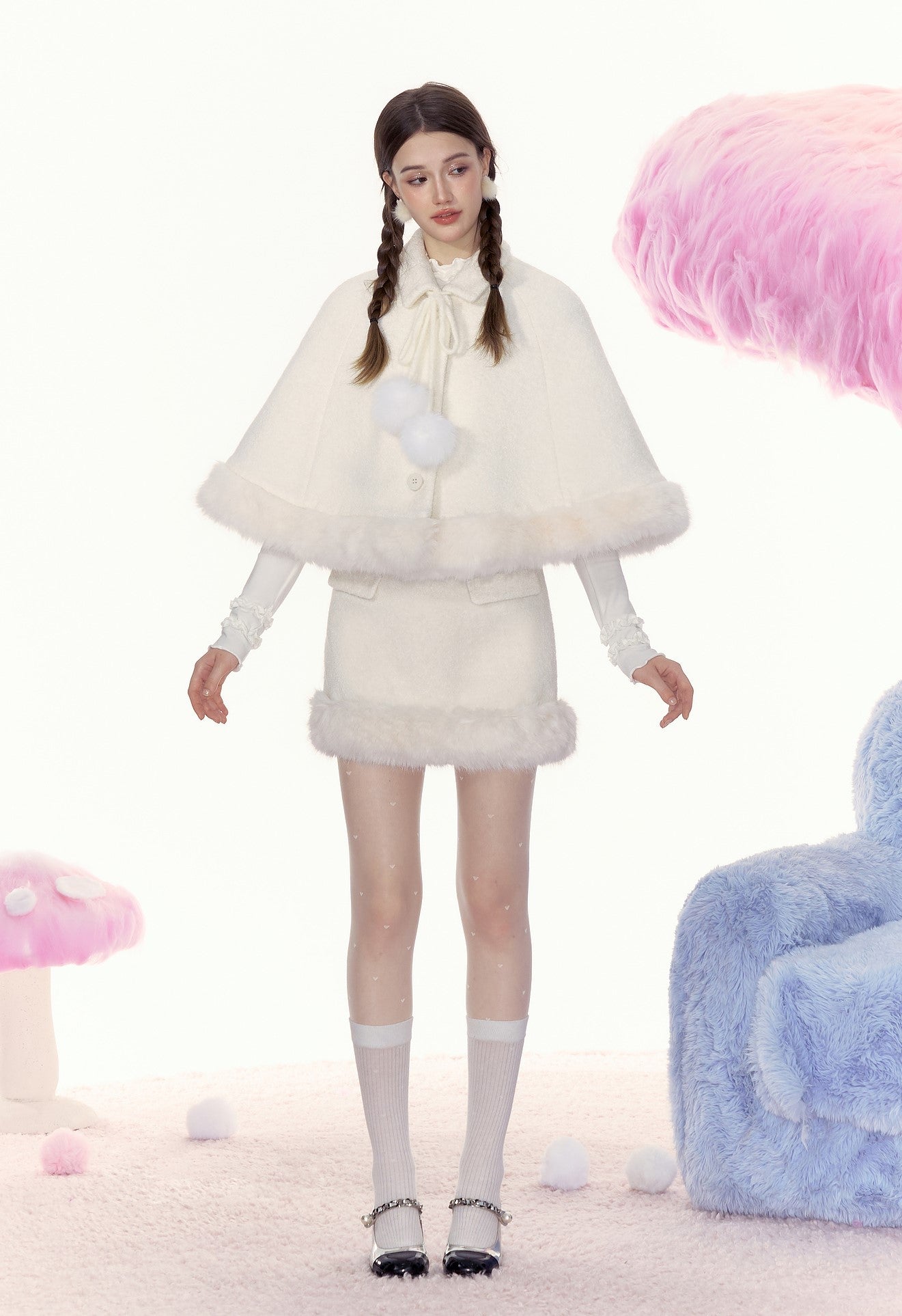 High-end Temperament Fur Ball Cape/Fur Short Skirt AYF0067