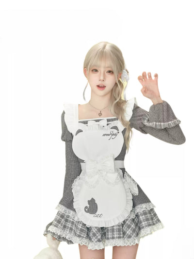 Kitten Grey Knit/Apron/Cake Skirt SER0122