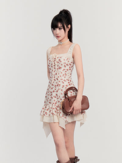 Fake Two-piece Irregular Floral Dress VOC0346