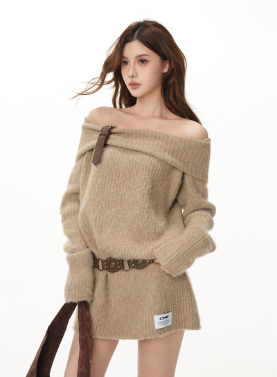 One Shoulder Sweater Dress CYN0019