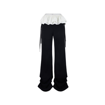 Flared pants with detachable ruffle mini skirt set AYF0024