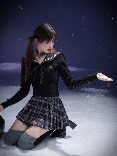 Black And Gray Plaid Pleated Skirt Shorts SAG0214