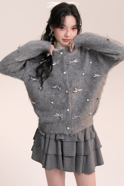 Ballet Style Handmade Bow Knitted Cardigan AOO0039