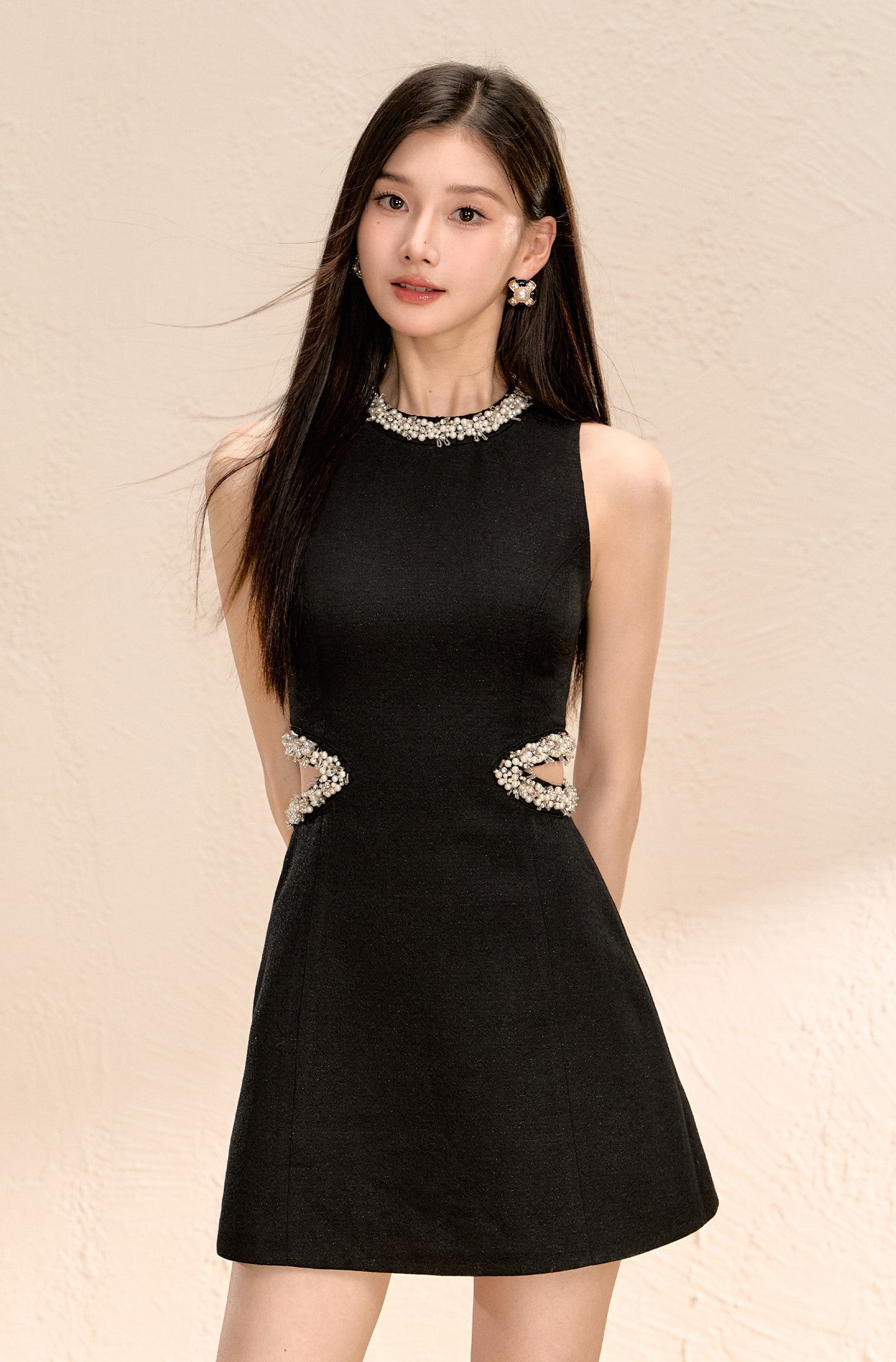 Black Sleeveless A-line Dress OSH0060