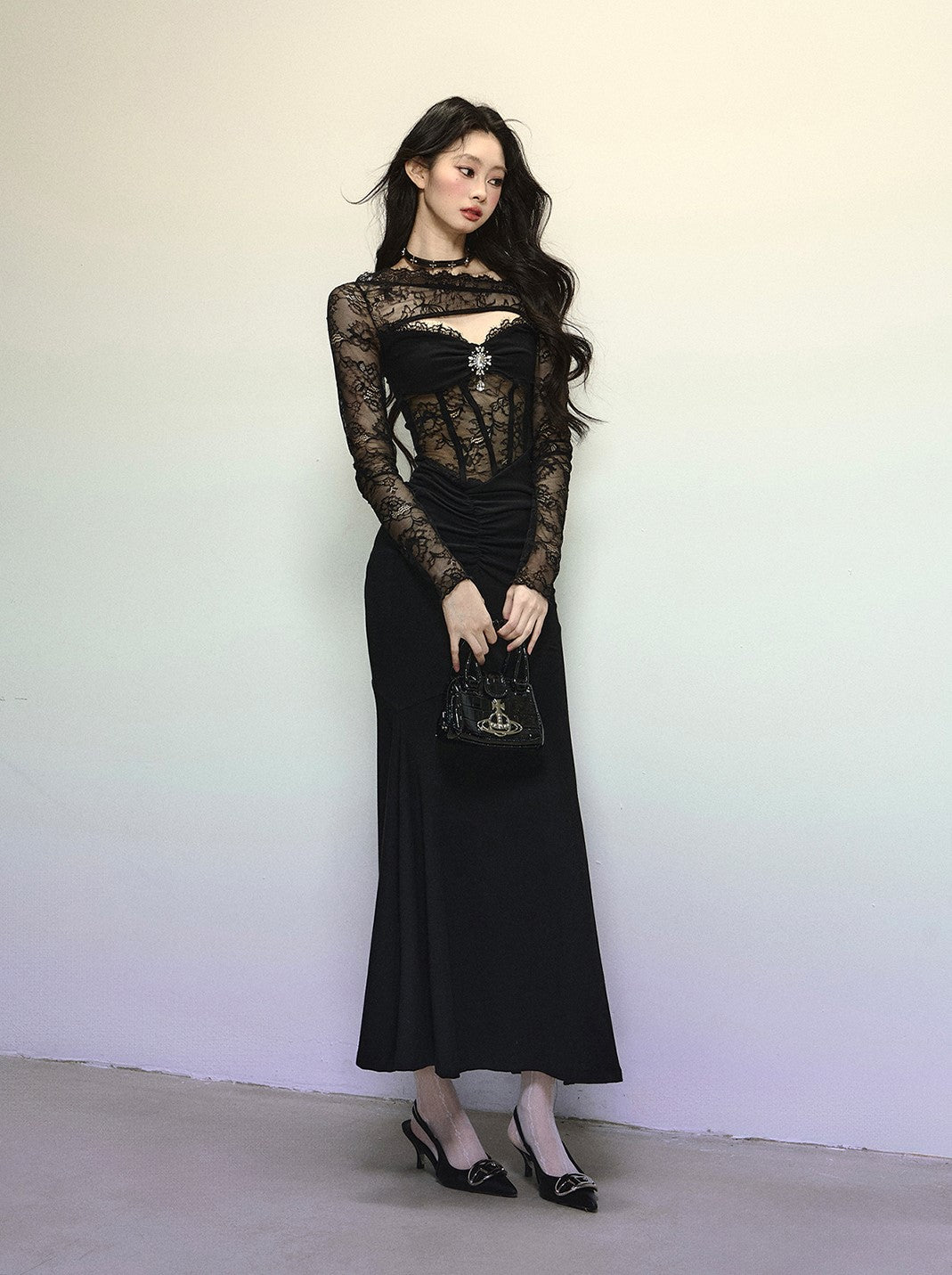 High-end Lace Long Dress DIA0318