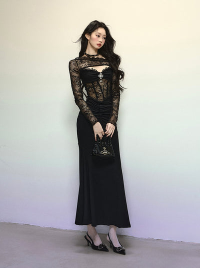 High-end Lace Long Dress DIA0318