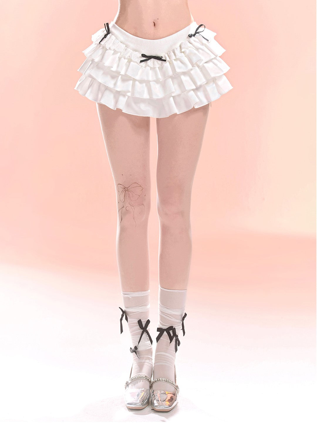 White Bow Slimming Cake Short Skirt DIA0113