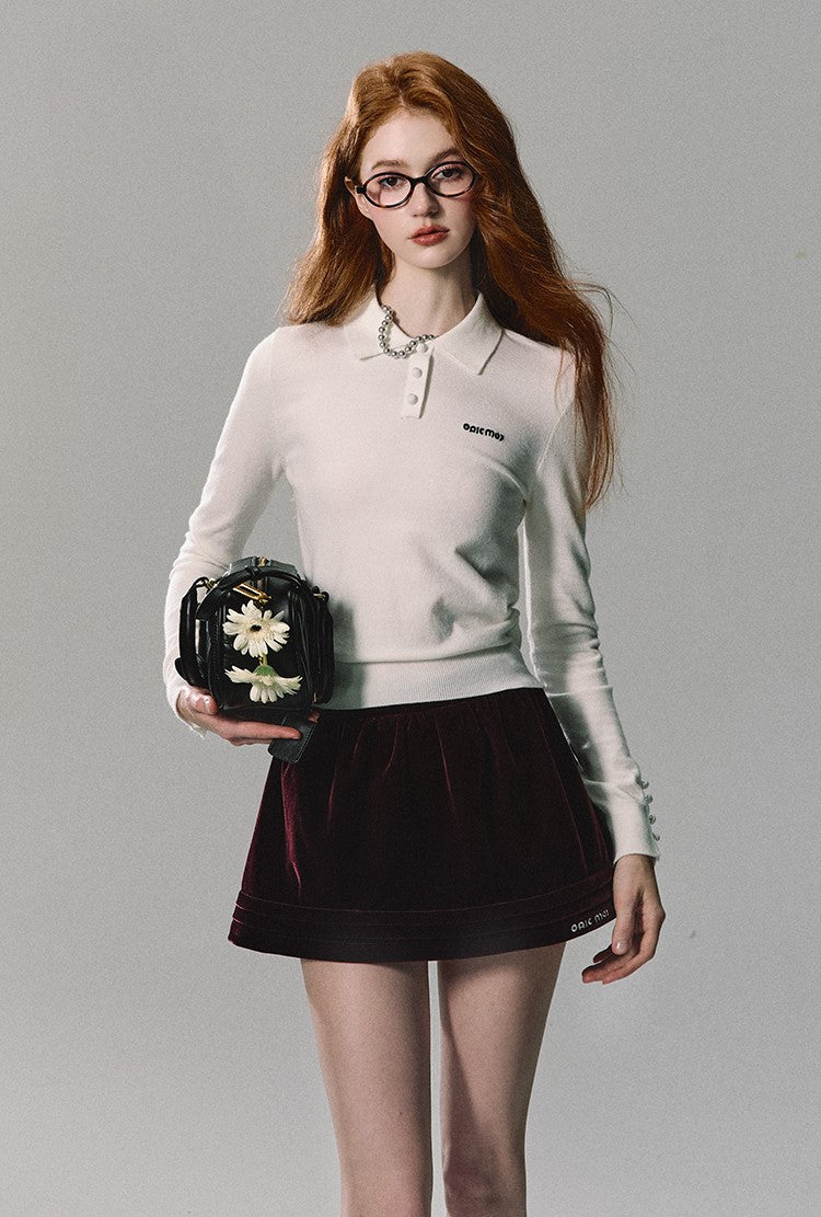 Pearl White College Style Knitted Sweater OAK0247