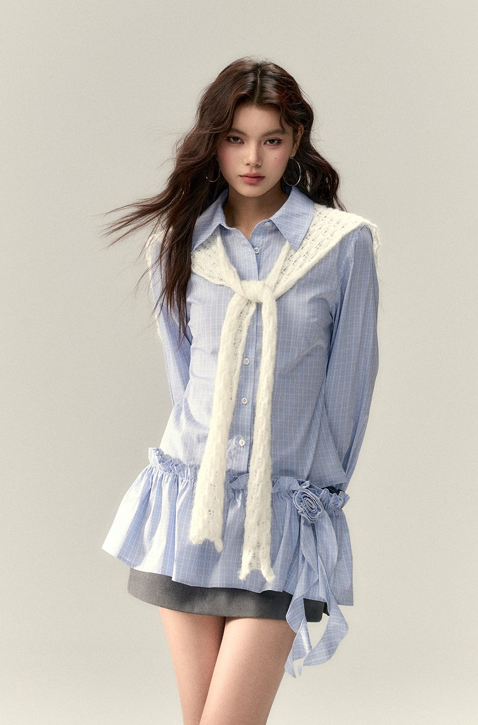 Rose Brooch Shirt Dress VIA0220