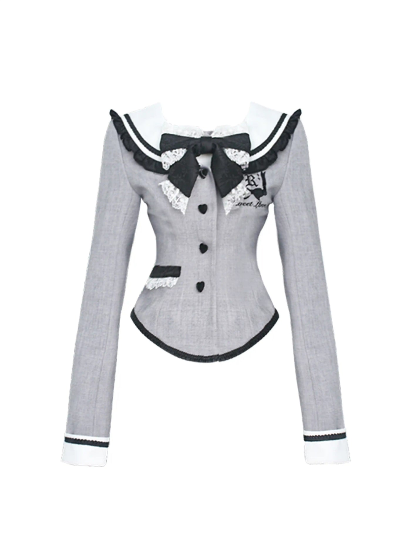 Lace Pleated Skirt/Gray Sailor Collar Suit Jacket SER0106