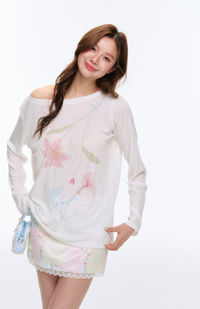 Flower Printed Loose T-shirt AFF0048