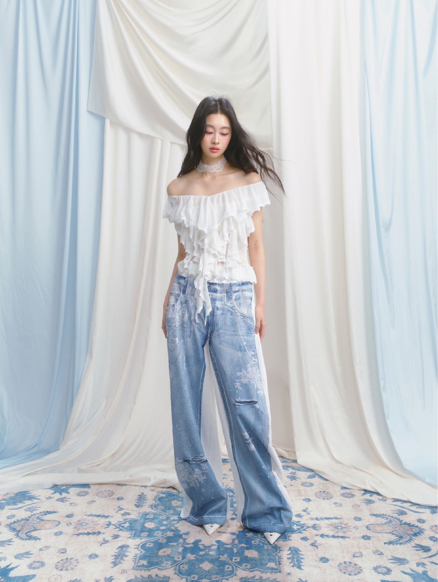 Ripped Denim Print Casual Sweatpants SAL0145