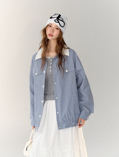 체크 무늬 <tc>Jacket</tc>/롱스커트/슬리브리스탑 ASG0005
