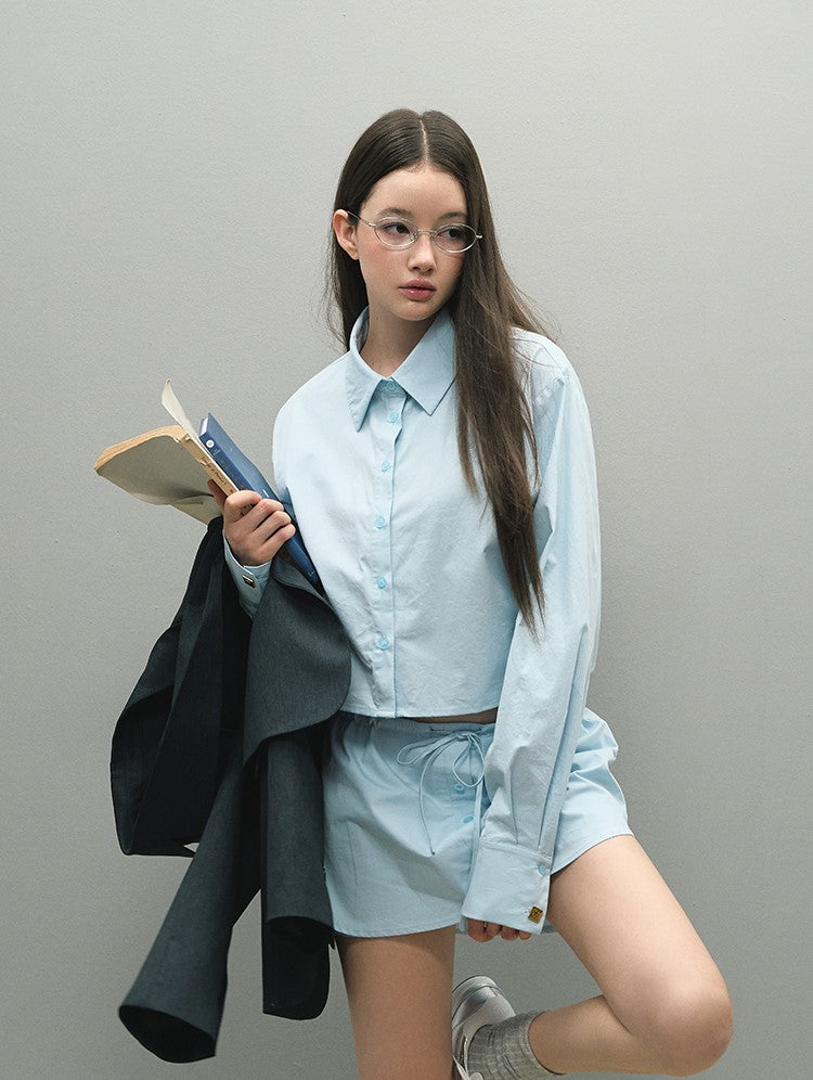 Short Long-sleeved Shirt/Drawstring Skirt LAL0050