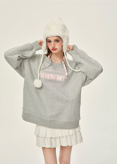 Letter Halter Loose Plush Sweatshirt GIF0066