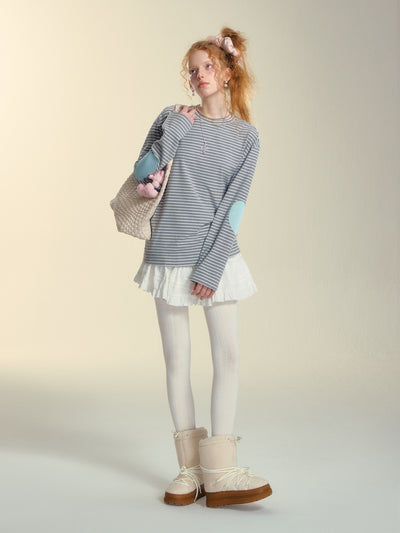 Striped Heart Long Sleeve T-shirt SOM0149