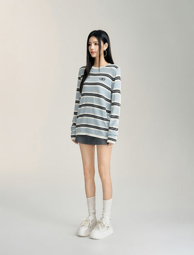 Lazy Style Embroidery Striped Sweater MAC0092